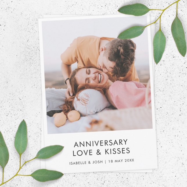 Anniversary Modern Photo Love Kisses Stylish Card (Creator Uploaded)