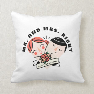 Anniversary mr and mrs right cushion