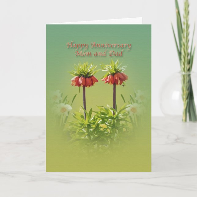 Anniversary, Mum and Dad, Red Rubra Tulips Card (Front)