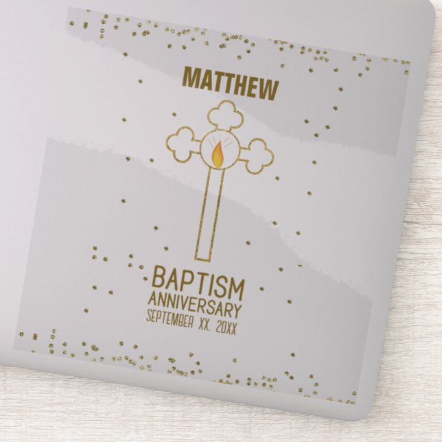 Anniversary of Baptism Gold Cross Personalised (Detail)