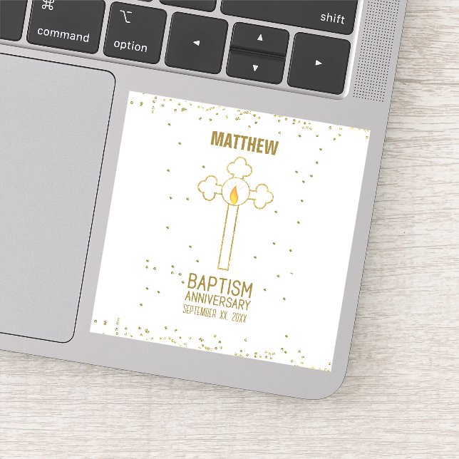 Anniversary of Baptism Gold Cross Personalised (Detail)