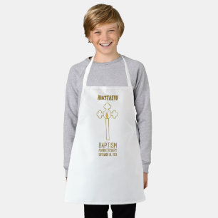 Anniversary of Baptism Gold Cross Personalised Apron