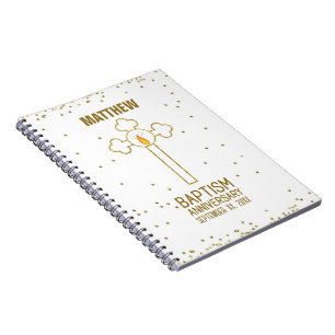 Anniversary of Baptism Gold Cross Personalised Notebook