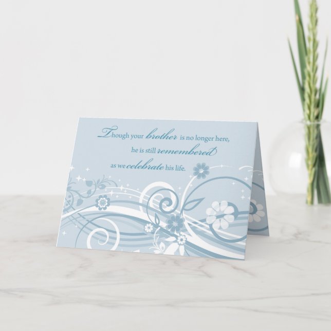 Anniversary of Loss of Brother Blue Swirls Card (Front)