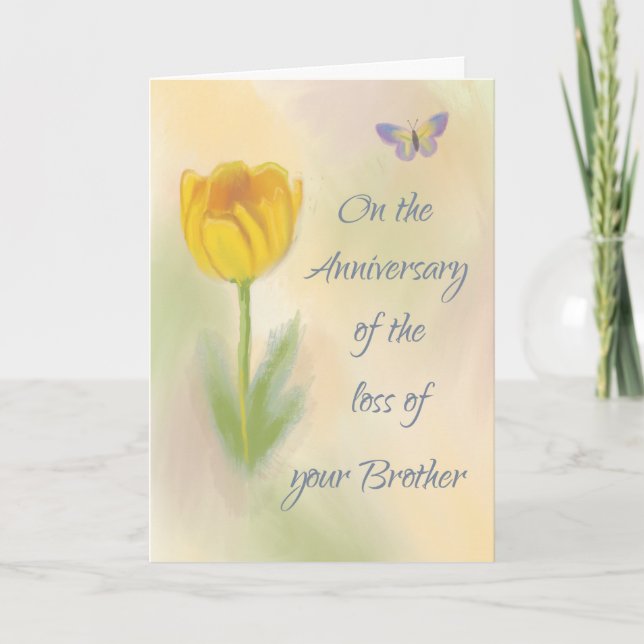 Anniversary of Loss of Brother Watercolor Flower Card (Front)