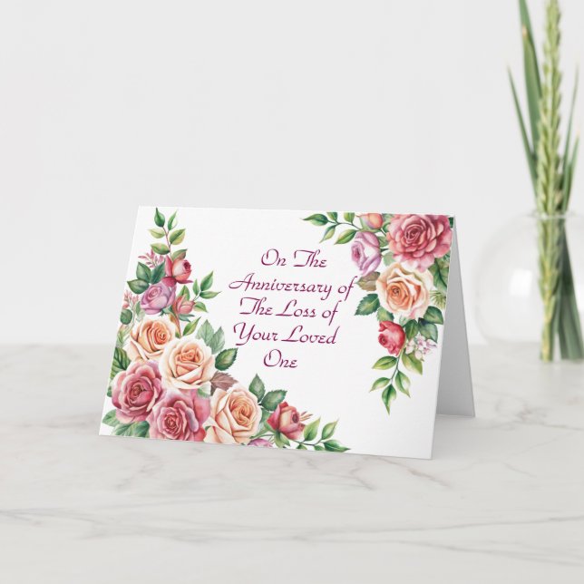 Anniversary of Loss of Loved One’s Death, Flowers Card (Front)