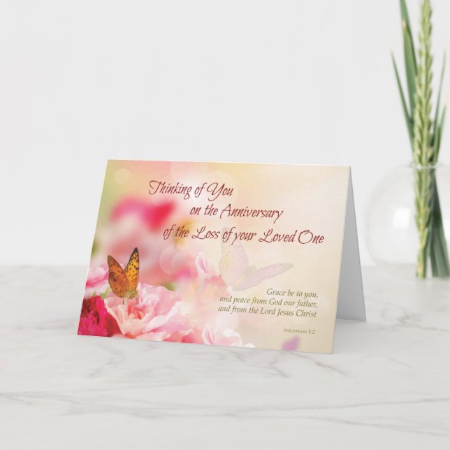 Anniversary of Loss of Loved One’s Death, Flowers Card (Front)