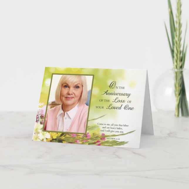 Anniversary of Loved One’s Death, Custom Photo, Pe Card (Front)
