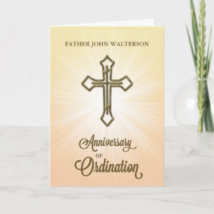 Anniversary of Ordination, Cross on Starburst Card
