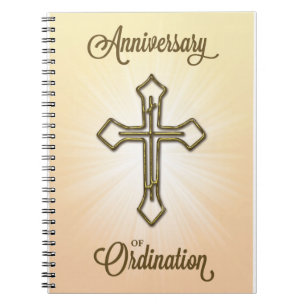 Anniversary of Ordination,  Cross on Starburst Notebook
