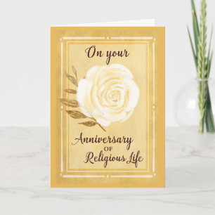 Anniversary of Religious Life, Nun White Rose Card