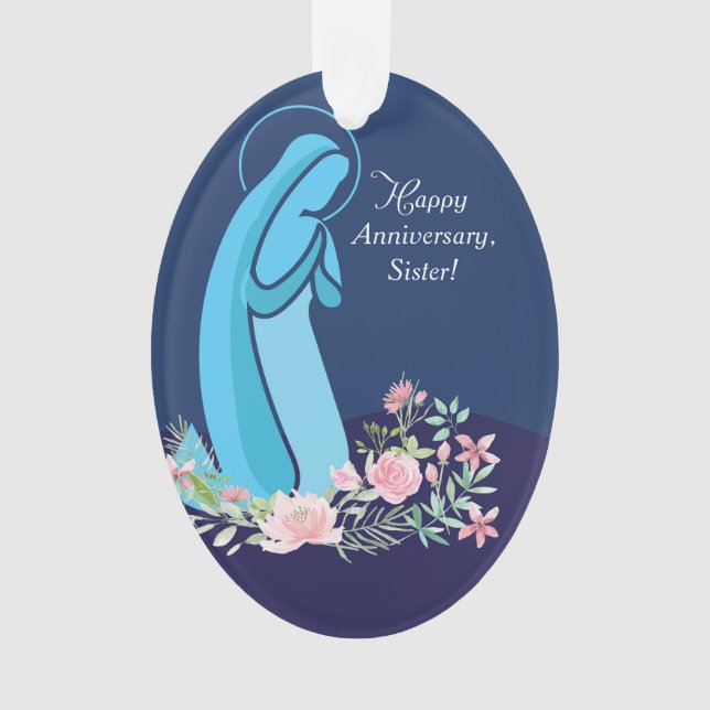 Anniversary of Religious Life to Nun Mary Kneeling Ornament (Front)