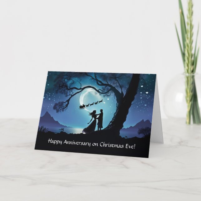 Anniversary on Christmas Eve with Dancing Couple Card (Front)