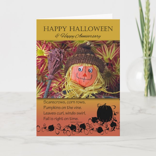 Anniversary on Halloween, Scarecrow and Poem Card (Front)