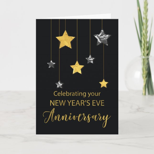 Anniversary on New Year’s Eve Star Shine Gold Card (Front)