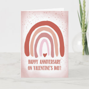 Anniversary on Valentines Day Hand Painted Soft  Card