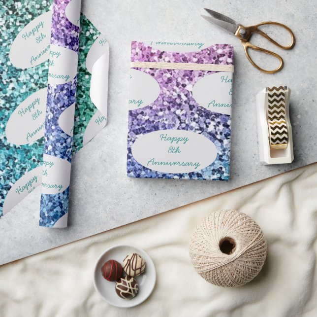 Anniversary or Important Event Custom Name Glitter Wrapping Paper (Crafts)