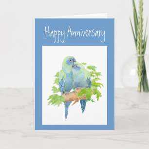 Anniversary,  Parrots, Tropical Bird Card