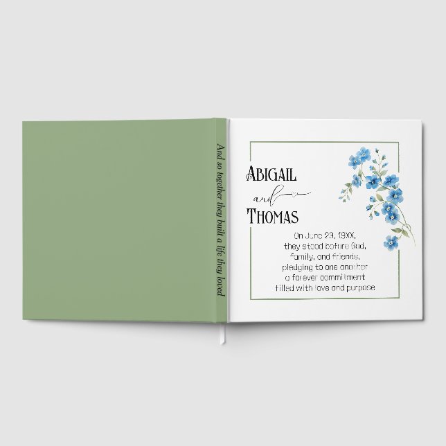 Anniversary Party Blue Flowering Branch Guest Book (Full)