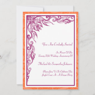 Anniversary Party Citrus and Mauve Invitation
