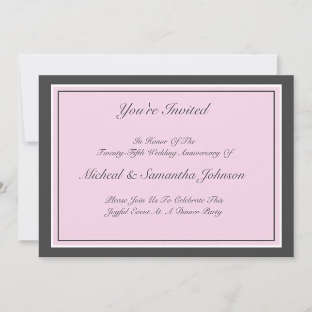 Anniversary Party Classic Invitation Blush Pink (Front)