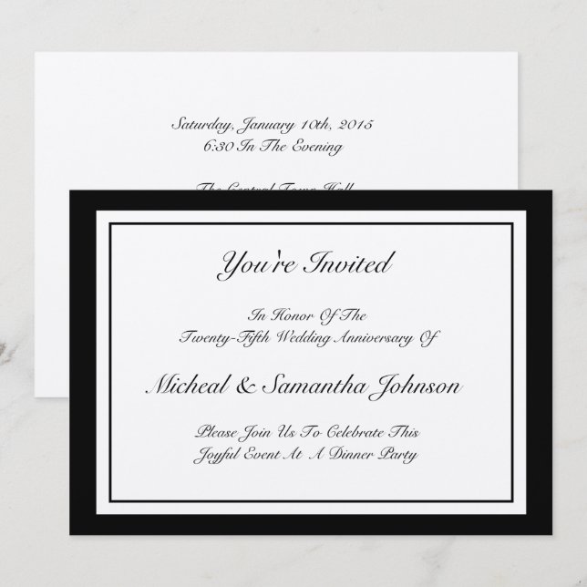 Anniversary Party Classic Invitation Silver (Front/Back)