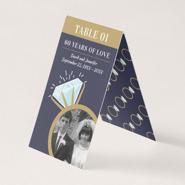 Anniversary party diamond ring table escort cards (Front)