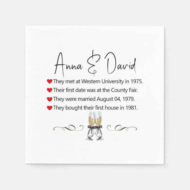 Anniversary Party Fun Facts Napkin (Front)