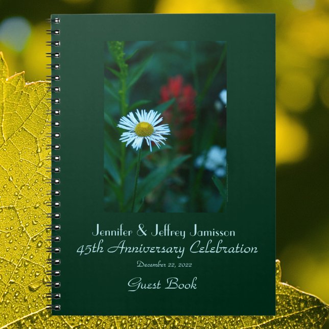 Anniversary Party Guest Book, White Daisy Spiral Notebook (Creator Uploaded)