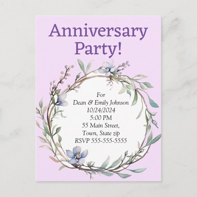 Anniversary party invitations (Front)