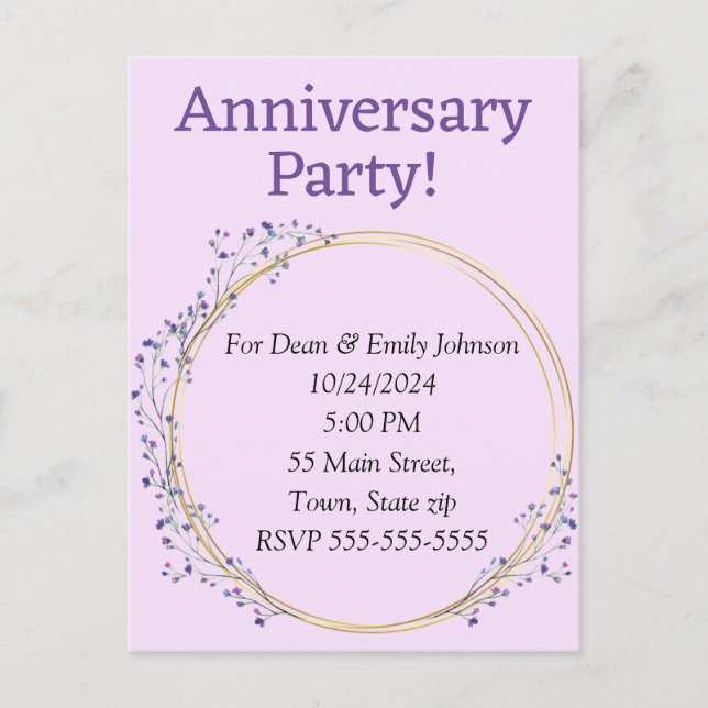 Anniversary party invitations (Front)