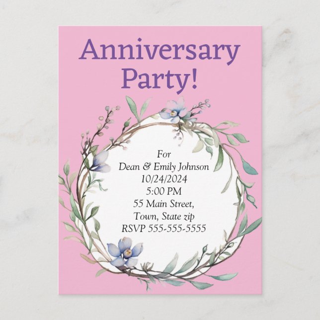 Anniversary party invitations (Front)