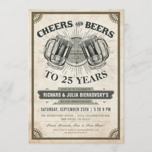Anniversary Party Invitations   Cheers & Beers