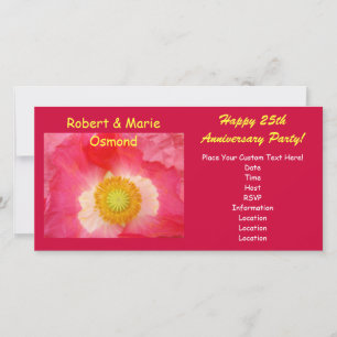 Anniversary Party Invitations Red Pink Poppy