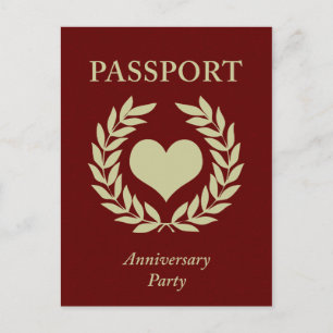 anniversary party passport invitation postcard