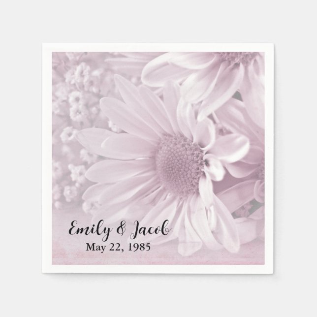 Anniversary Party Pink Daisy Napkin (Front)