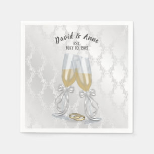 Anniversary Party Toast And Rings Napkin