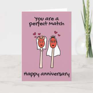Anniversary Perfect Match Mrs & Mrs LGBTQ Pun Card
