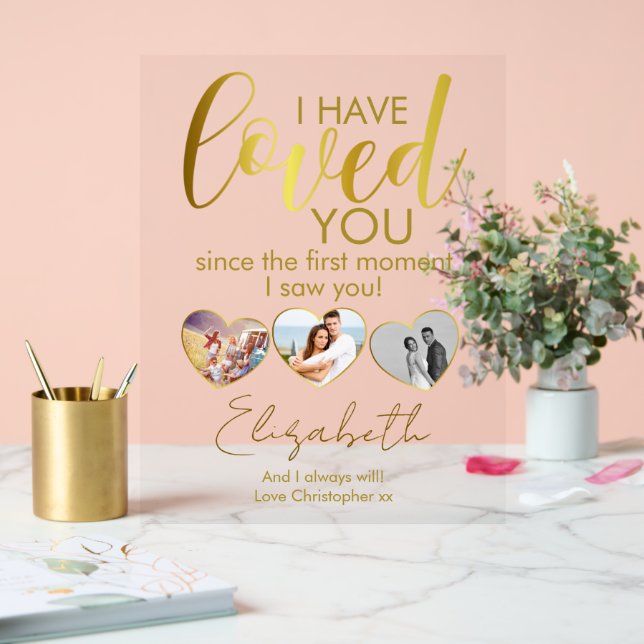 Anniversary Photo Collage Heart  Acrylic Sign (Wedding)