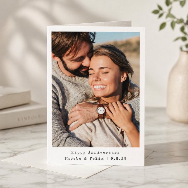 Anniversary Photo Couple Custom Folded Card (A minimal photo anniversary card to showcase your special memories)