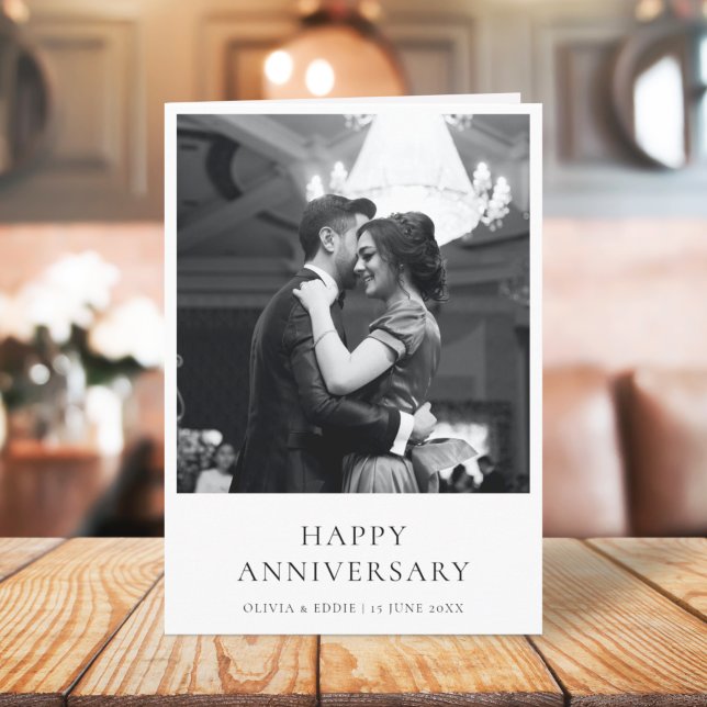 Anniversary Photo | Elegant Modern Minimalist Card (Creator Uploaded)
