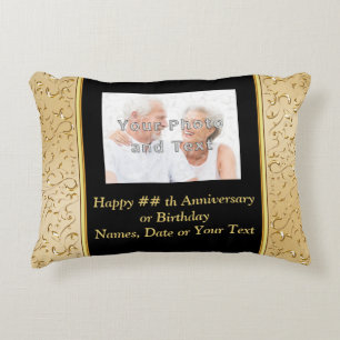 Anniversary Photo Gifts Black and Gold Pillows