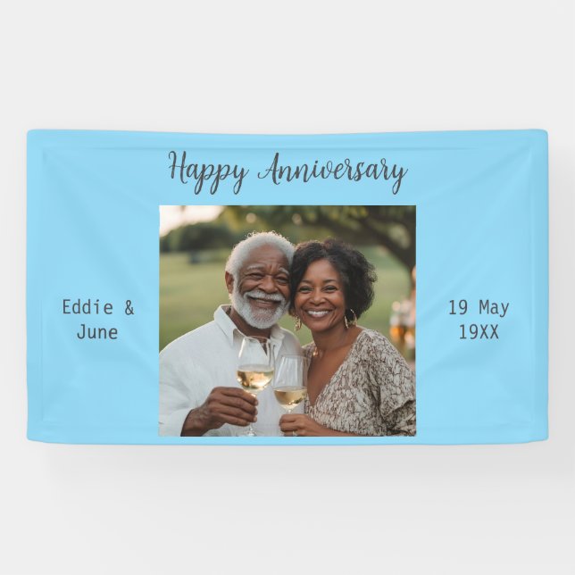 Anniversary Photo Modern Banner Light Blue  (Horizontal)