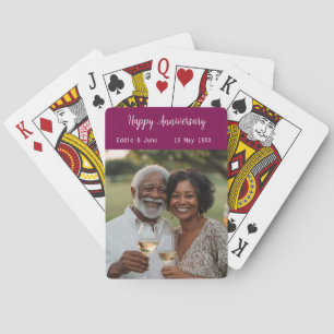Anniversary Photo Modern Poker Cards Cranberry