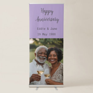 Anniversary Photo Modern Retractable Banner Purple