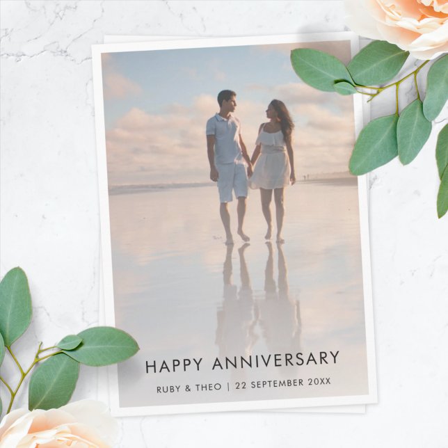 Anniversary Photo Modern Stylish Husband Wife Card (Creator Uploaded)