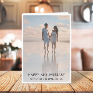 Anniversary Photo   Modern Stylish Husband Wife Card