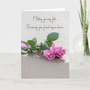 Anniversary Pink Roses On Sand Card
