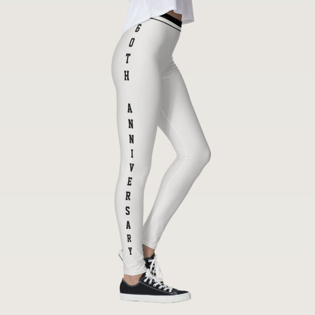 Anniversary Platinum Grey Black Monogram Custom Leggings (Right)