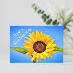 Anniversary Postcard Yellow Sunflower on Blue Sky